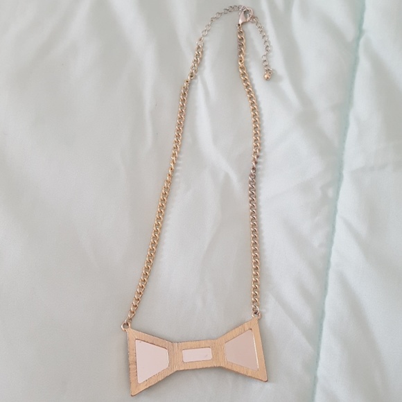 Large Rhinestone Bow Necklace - Picture 2 of 3